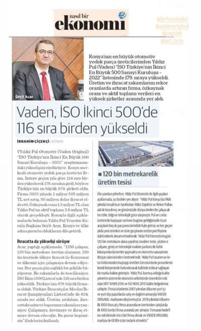 Vaden progresse de 116 places dans l'ISO Second 500