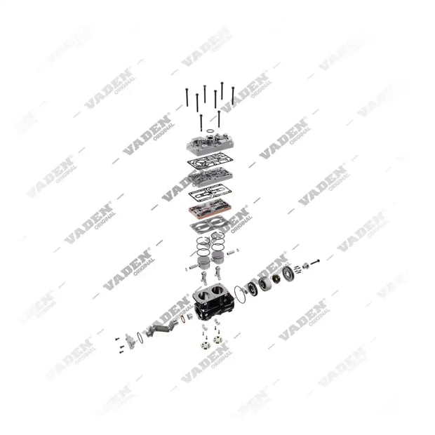 9) K138203,K155402,K156342,K167626,LS4905,2493283,2619530,2760241,2958141, 1400 095 002 Cilindro duplo, Compressor de ar, Vaden