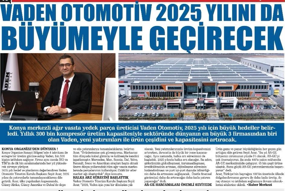 Vaden Otomotiv 2025 Yılını Da Büyümeyle Geçirecek