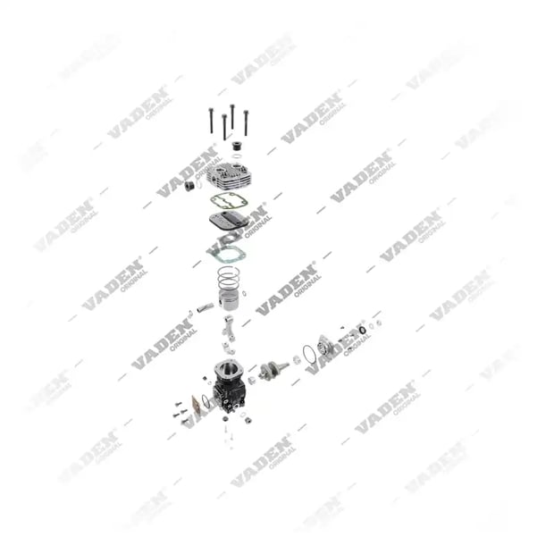 9) 01173863,01173877,01261659,02403973,0763056,4788302,4111410000,82003029,4415517,1517934, 2000 140 001 Monocilindrico, Compressore d'aria, Vaden