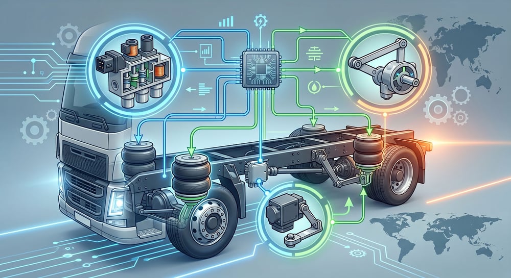 Luftfederungs- und ECAS-Systemteile: ECAS-Magnetventil, Niveauregelventil und Höhensensor