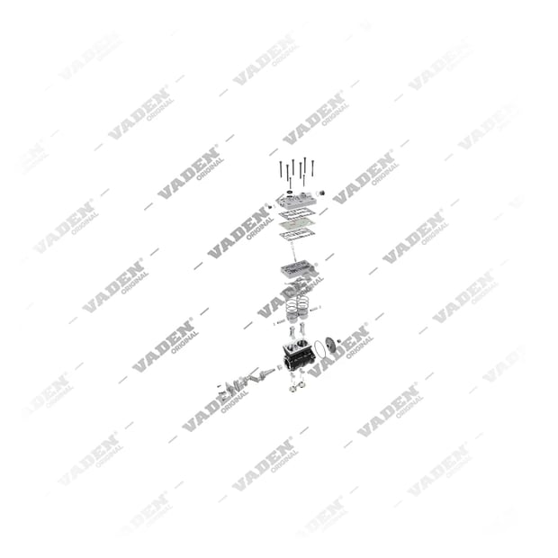 9) 4127040020SP1,4127040027SP1,4127040070SP1,4127040077SP1,4127040130SP1,4127040137SP1,4127040160SP1,4127040167SP1,20574763SP1,20775224SP1,20866605SP1,70330056SP1,85000491SP1, 1300185002 (7600 850 009, 20364148 com engrenagem), Cilindro duplo, Compressor de ar, Vaden