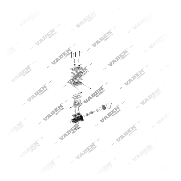 9) 20569251SP1,20774383SP1,9125120050SP1, 912 512 005 0 SP1 (7600 850 006, 8131848, 7408131848 z przekładnią), Dwucylindrowe, Sprężarka powietrza, Vaden